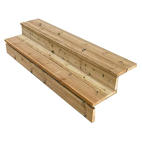 Vinuovo  Außentreppe BERLIN Holztreppe - 2 Geschlossene Stufen 37cm Höhe - 160cm Breite