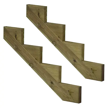 Vinuovo  Außentreppe 2er Set Treppenwange 4 Stufen aus KDI Holz für Gartentreppen-Höhe 68cm