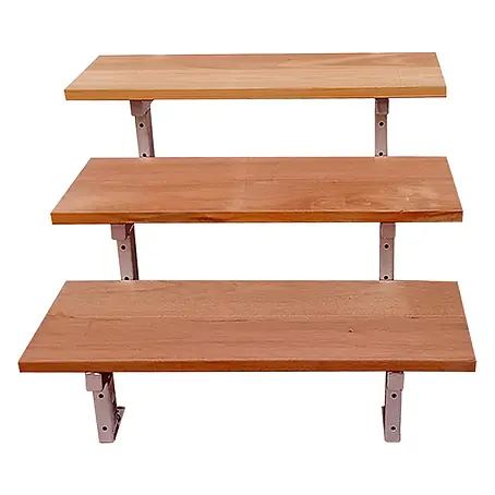 Vinuovo  Außentreppe BALI Gartentreppe Stahl H54cm - 3 Bankirai Hartholz Stufen B80cm