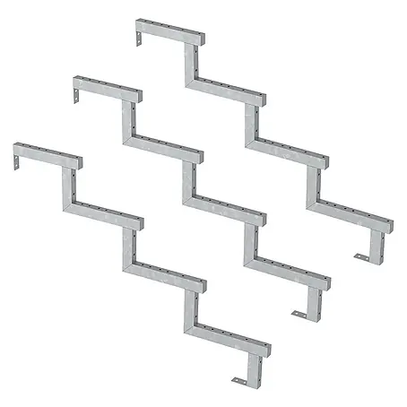 Vinuovo  Außentreppe 3er Set Stahl Treppenwange 4 Stufen - Option für Setzstufen-Höhe 68cm