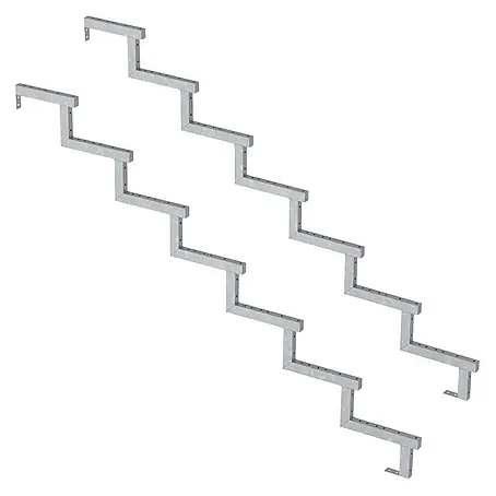 Vinuovo  Außentreppe 2er Set Stahl Treppenwange 7 Stufen - Option für Setzstufen-Höhe 119cm