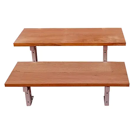 Vinuovo  Außentreppe BALI Gartentreppe Stahl H37cm - 2 Bankirai Hartholz Stufen B60cm