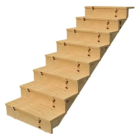 Vinuovo  Außentreppe BERLIN Holztreppe - 8 Geschlossene Stufen 139cm Höhe - 160cm Breite