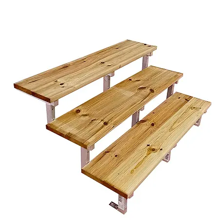 Vinuovo  Außentreppe OSLO - Gartentreppe Stahl H54cm 3 Stufen Holz KDI Breite 160cm