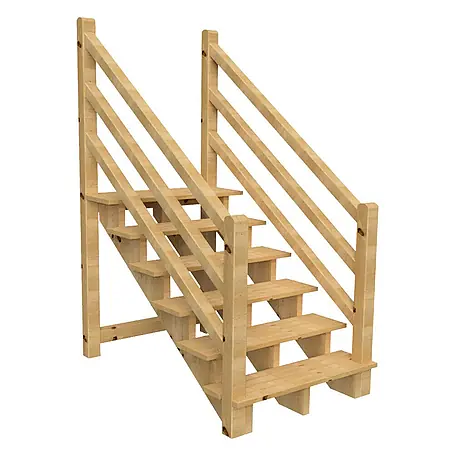Vinuovo  Außentreppe Venezia mit Geländer beidseitig, 6 Stufen, H105cm B120cm, ohne Setzstzufen