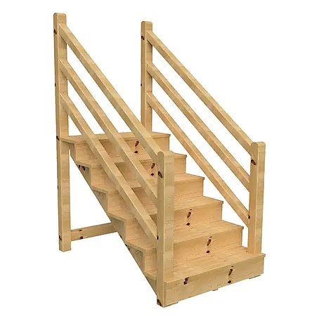 Vinuovo  Außentreppe Venezia mit Geländer beidseitig, 6 Stufen, H105cm B120cm, mit Setzstufen