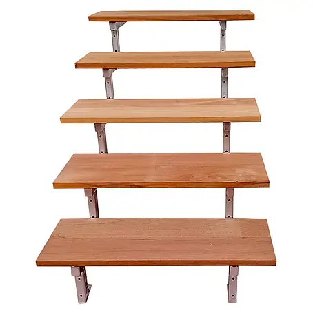 Vinuovo  Außentreppe BALI Gartentreppe Stahl H88cm - 5 Bankirai Hartholz Stufen B60cm