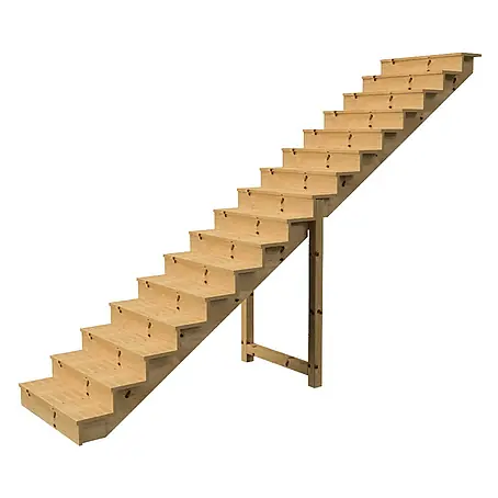 Vinuovo  Außentreppe BERLIN Holztreppe - 16 Geschlossene Stufen 275cm Höhe - 100cm Breite
