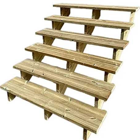 Vinuovo  Außentreppe BERLIN Holztreppe - 6 Offene Stufen 105cm Höhe - 120cm Breite