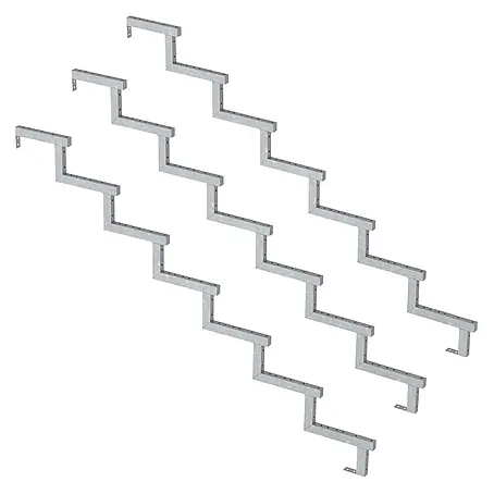 Vinuovo  Außentreppe 3er Set Stahl Treppenwange 7 Stufen - Option für Setzstufen-Höhe 119cm