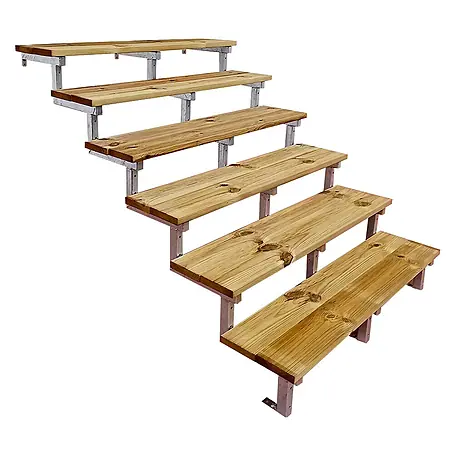 Vinuovo  Außentreppe OSLO - Stahltreppe Außen H105cm 6 Treppenstufen Holz KDI Breite 160cm