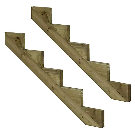 Vinuovo  Außentreppe 2er Set Treppenwange 5 Stufen aus KDI Holz für Gartentreppen-Höhe 85cm