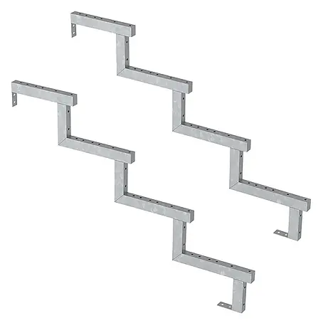Vinuovo  Außentreppe 2er Set Stahl Treppenwange 4 Stufen - Option für Setzstufen-Höhe 68cm