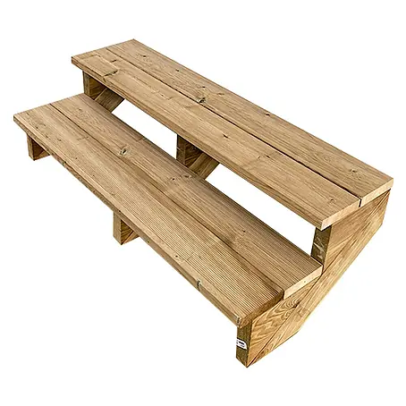 Vinuovo  Außentreppe BERLIN Holztreppe - 2 Offene Stufen 37cm Höhe - 120cm Breite