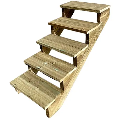 Vinuovo  Außentreppe BERLIN Holztreppe - 5 Offene Stufen 88cm Höhe - 80cm Breite