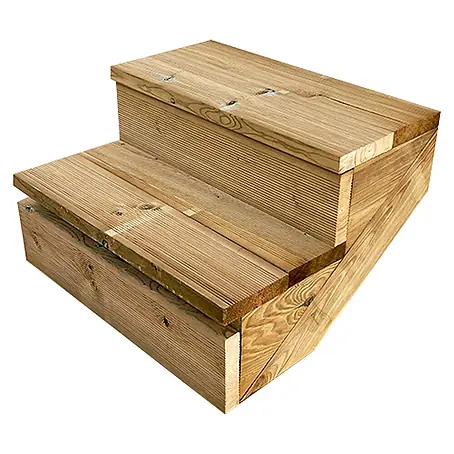 Vinuovo  Außentreppe BERLIN Holztreppe - 2 Geschlossene Stufen 37cm Höhe - 60cm Breite