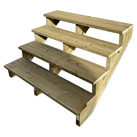 Vinuovo  Außentreppe BERLIN Holztreppe - 4 Offene Stufen 71cm Höhe - 120cm Breite