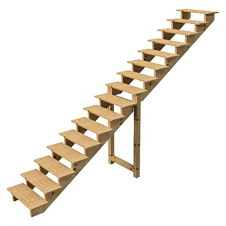 Vinuovo  Außentreppe BERLIN Holztreppe - 16 Offene Stufen 275cm Höhe - 80cm Breite