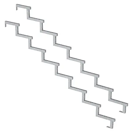Vinuovo  Außentreppe 2er Set Stahl Treppenwange 8 Stufen - Option für Setzstufen-Höhe 136cm