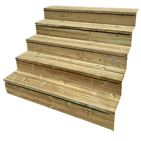 Vinuovo  Außentreppe BERLIN Holz-Außentreppe - 5 Geschlossene Stufen 88 cm Höhe - 160 cm Breite