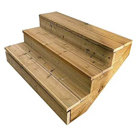 Vinuovo  Außentreppe BERLIN Holztreppe - 3 Geschlossene Stufen 54cm Höhe - 120cm Breite