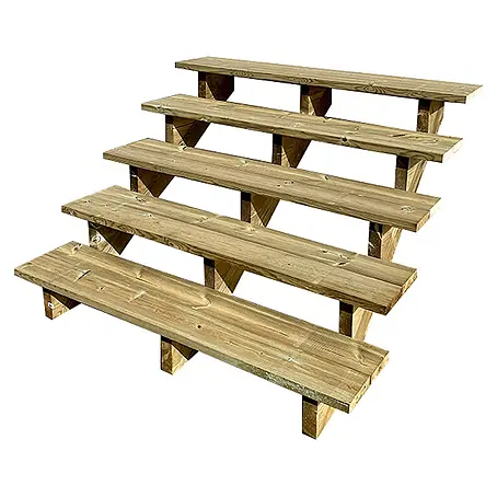 Vinuovo Außentreppe Holz 5 Stufen 120cm ohne Setzstufen