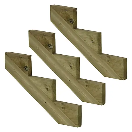 Vinuovo  Außentreppe 3er Set Treppenwange 3 Stufen aus KDI Holz für Gartentreppen-Höhe 51cm