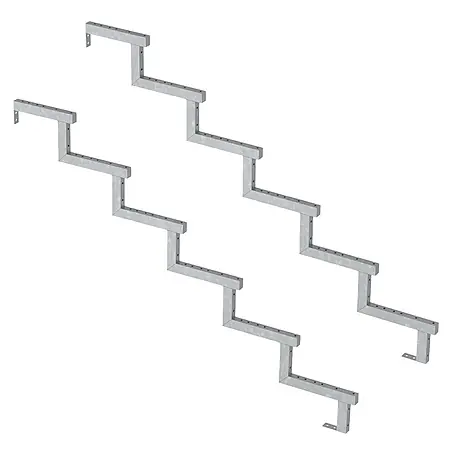Vinuovo  Außentreppe 2er Set Stahl Treppenwange 6 Stufen - Option für Setzstufen-Höhe 102cm