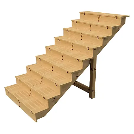 Vinuovo  Außentreppe BERLIN Holztreppe - 9 Geschlossene Stufen 156cm Höhe - 120cm Breite