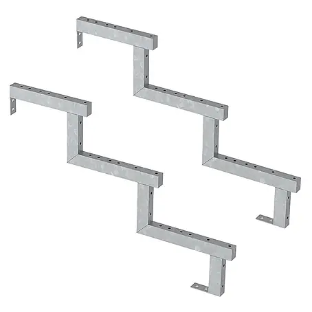 Vinuovo  Außentreppe 2er Set Stahl Treppenwange 3 Stufen - Option für Setzstufen-Höhe 51cm