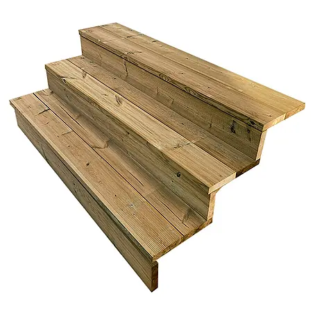 Vinuovo  Außentreppe BERLIN Holztreppe - 3 Geschlossene Stufen 54cm Höhe - 160cm Breite
