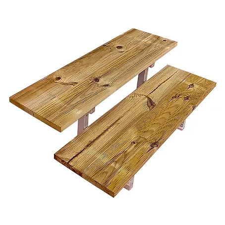 Vinuovo  Außentreppe OSLO - Terrassentreppe Stahl H37cm 2 Stufen Holz KDI Breite 60cm