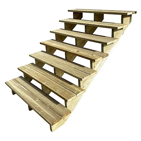 Vinuovo  Außentreppe BERLIN Holz-Außentreppe - 7 Offene Stufen 122 cm Höhe - 140 cm Breite