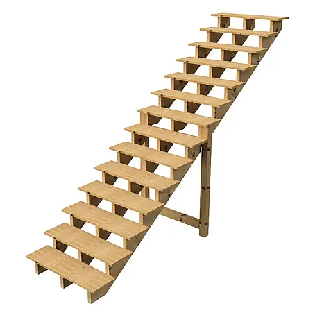 Vinuovo  Außentreppe BERLIN Holztreppe - 14 Offene Stufen 241cm Höhe - 100cm Breite