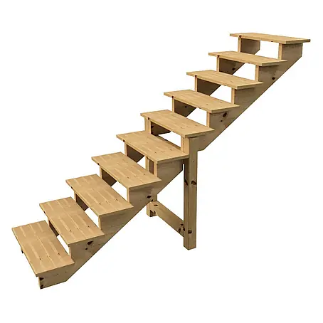 Vinuovo  Außentreppe BERLIN Holztreppe - 10 Offene Stufen 173cm Höhe - 80cm Breite