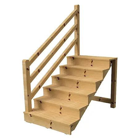 Vinuovo  Außentreppe Venezia mit Geländer links, 6 Stufen, H105cm B120cm, mit Setzstufen
