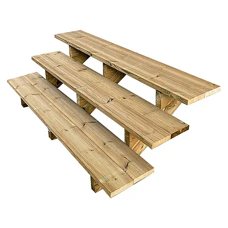 Vinuovo  Außentreppe BERLIN Holztreppe - 3 Offene Stufen 54cm Höhe - 160cm Breite