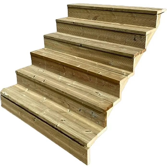 Vinuovo Außentreppe BERLIN Holztreppe - 6 Geschlossene Stufen 105cm Höhe - 120cm Breite - Anzahl Steigungen: 6 Stk., Gerade - Hölzerne Gartentreppe mit sechs Stufen für den Außenbereich.