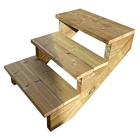Vinuovo  Außentreppe BERLIN Holztreppe - 3 Offene Stufen 54cm Höhe - 60cm Breite