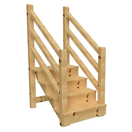Vinuovo  Außentreppe Venezia mit Geländer beidseitig, 4 Stufen, H71cm B120cm, mit Setzstufen