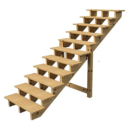 Vinuovo  Außentreppe BERLIN Holz-Außentreppe - 11 Offene Stufen 190 cm Höhe - 100 cm Breite