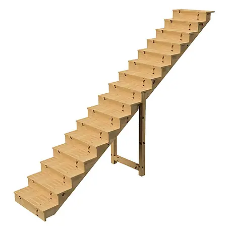 Vinuovo  Außentreppe BERLIN Holztreppe - 16 Geschlossene Stufen 275cm Höhe - 80cm Breite