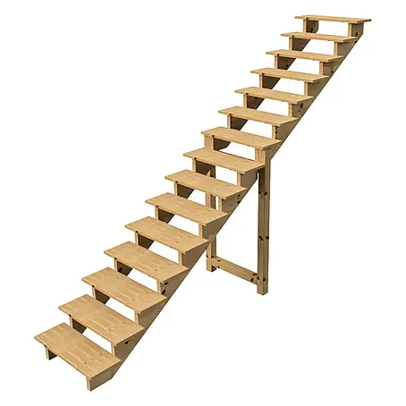 Vinuovo  Außentreppe BERLIN Holztreppe - 15 Offene Stufen 258cm Höhe - 80cm Breite