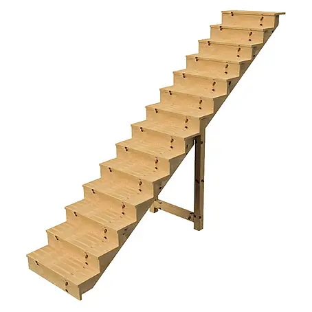 Vinuovo  Außentreppe BERLIN Holztreppe - 14 Geschlossene Stufen 241cm Höhe - 80cm Breite