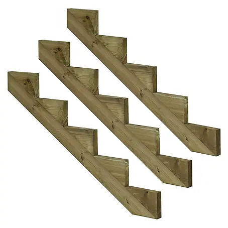 Vinuovo  Außentreppe 3er Set Treppenwange 5 Stufen aus KDI Holz für Gartentreppen-Höhe 85cm