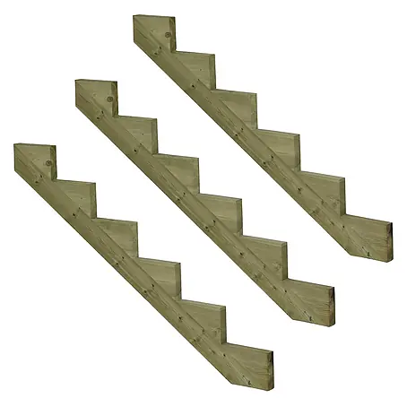 Vinuovo  Außentreppe 3er Set Treppenwange 6 Stufen aus KDI Holz für Gartentreppen-Höhe 102cm