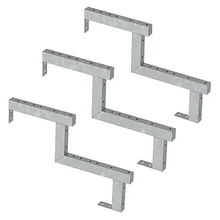 Vinuovo  Außentreppe 3er Set Stahl Treppenwange 2 Stufen - Option für Setzstufen-Höhe 34cm