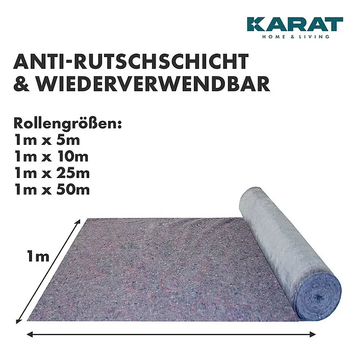 Floordirekt Abdeckvlies 180g/m² - Hochwertiger Schutzvlies für Malerarbeiten - 5 x 1 m - Rolle aus meliertem Grau, rutschfester, wiederverwendbarer Schutzmatte, teilweise ausgerollt mit 1m Breite.