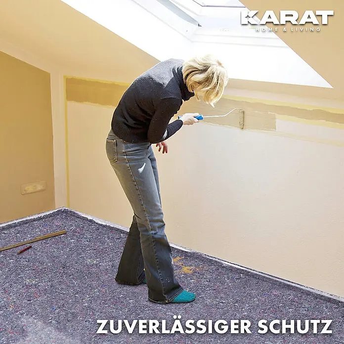 Floordirekt Abdeckvlies 180g/m² - Hochwertiger Schutzvlies für Malerarbeiten - 50 x 1 m - Graues gesprenkeltes Schutzvlies auf dem Boden zum Schutz beim Streichen.