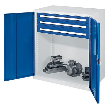 Kappes Schwerlast-Beistellschränke ohne Mitteltrennwand 1110x1000x600mm Modell 65 Vollblechtüren enzianblau